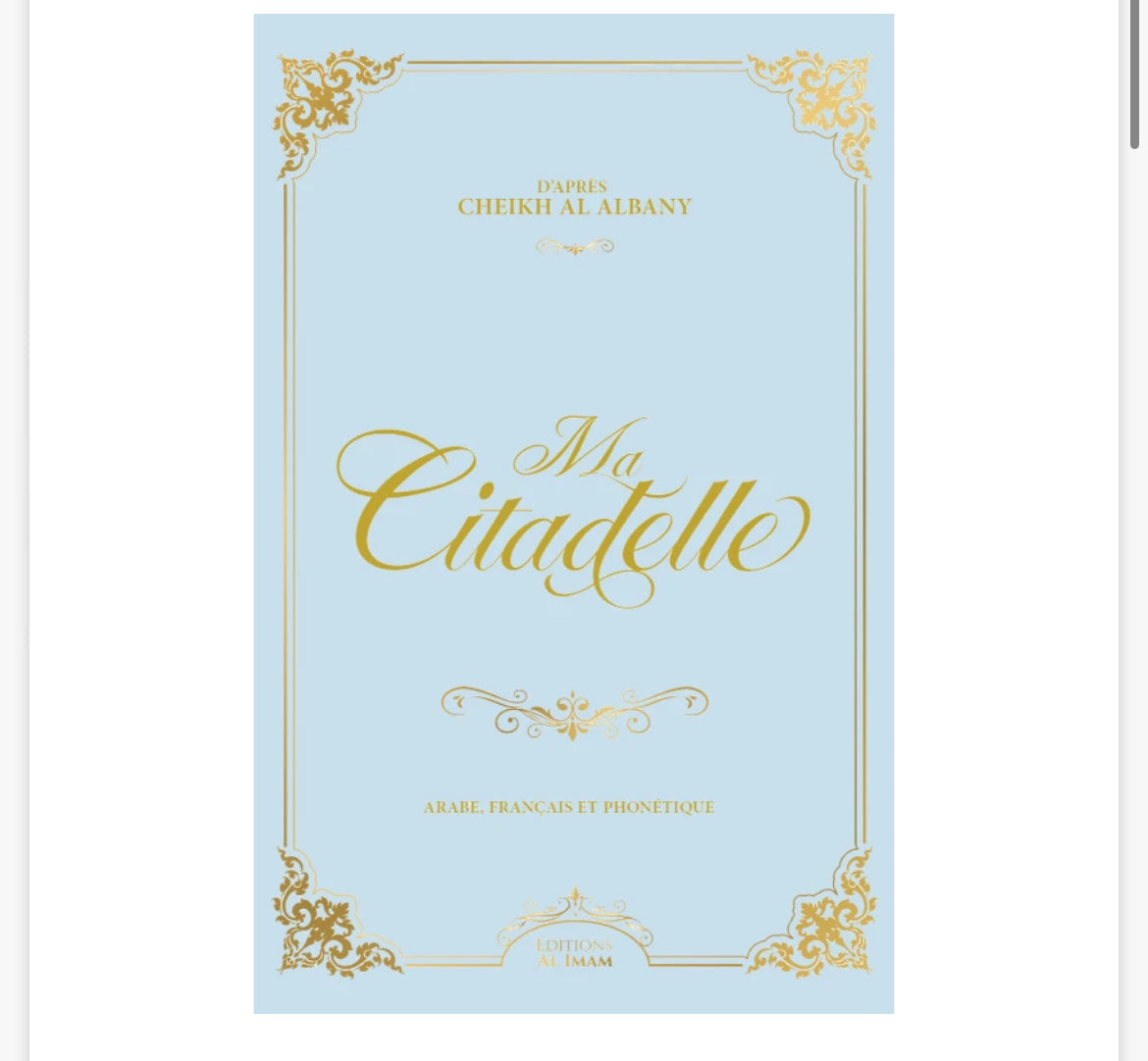 La Citadelle du musulman en Français / arabe / phonétique - Coloris Blanc
