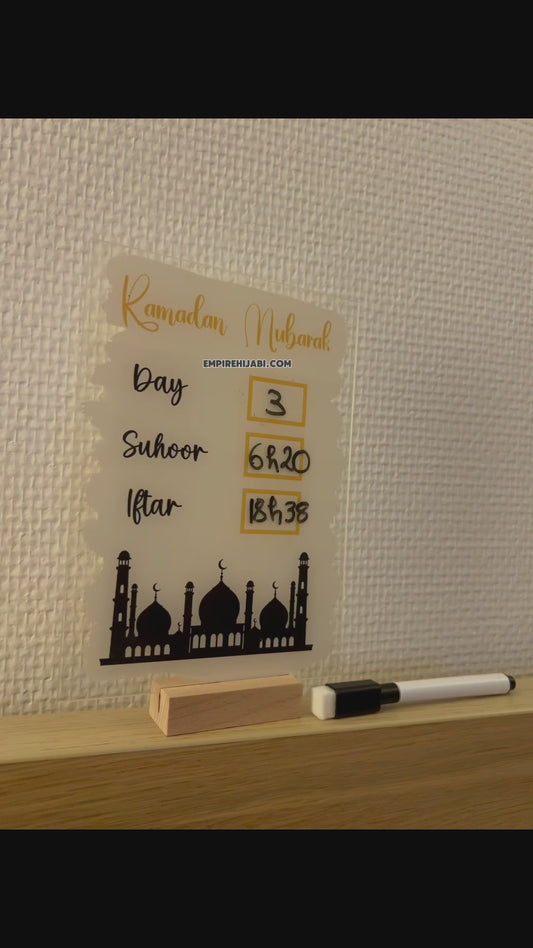 Cadre Plexiglass Ramadan – Horaires et Suivi du Jeûne